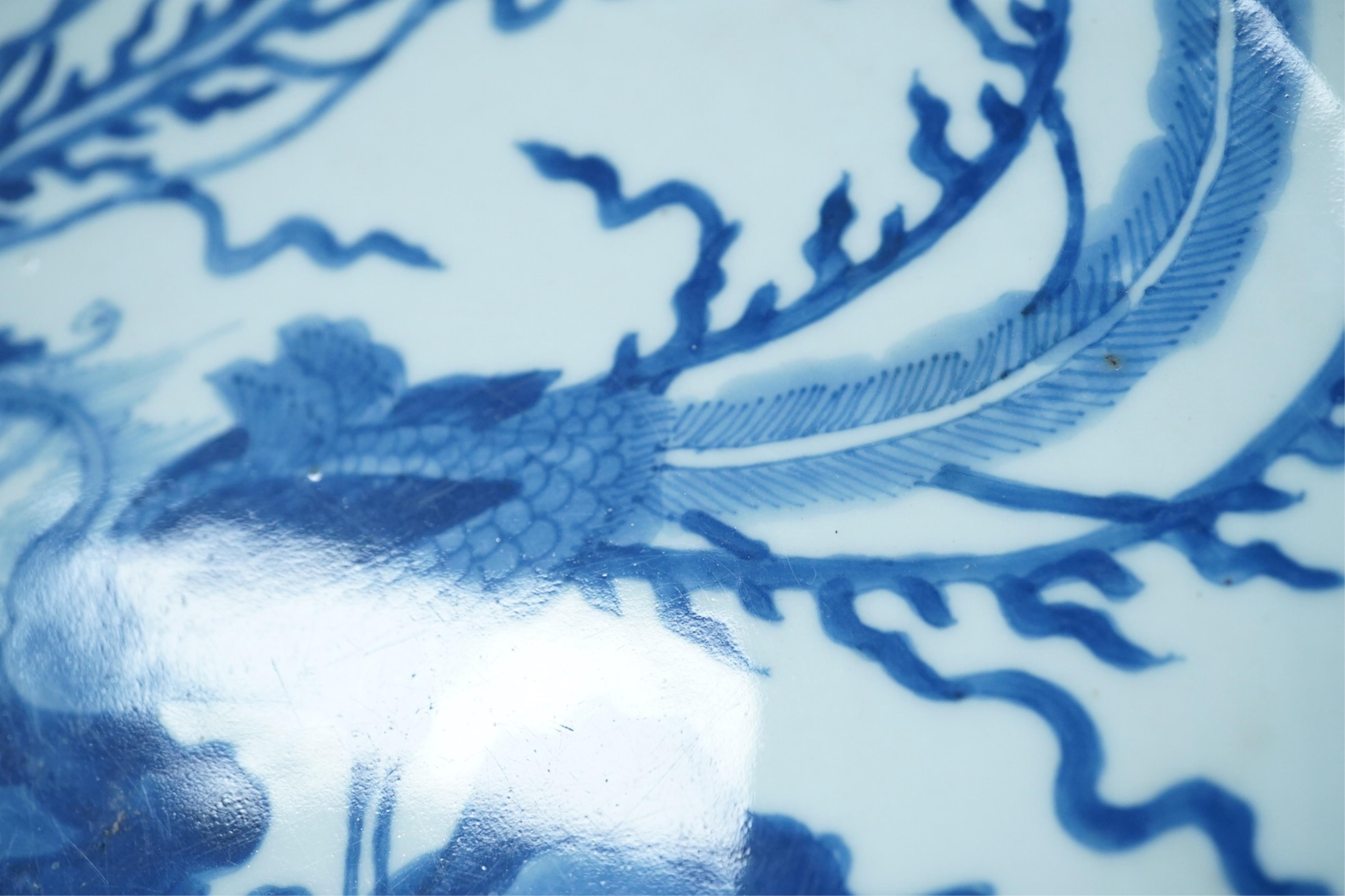 A Chinese blue and white ‘double phoenix’ dish, Kangxi period